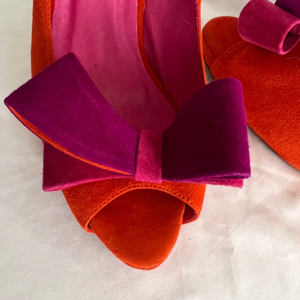 JEFFREY CAMPBELL Garrett Orange/Fuschia Suede Combo Heels. NEW!! IN BOX!! - Picture 3 of 8